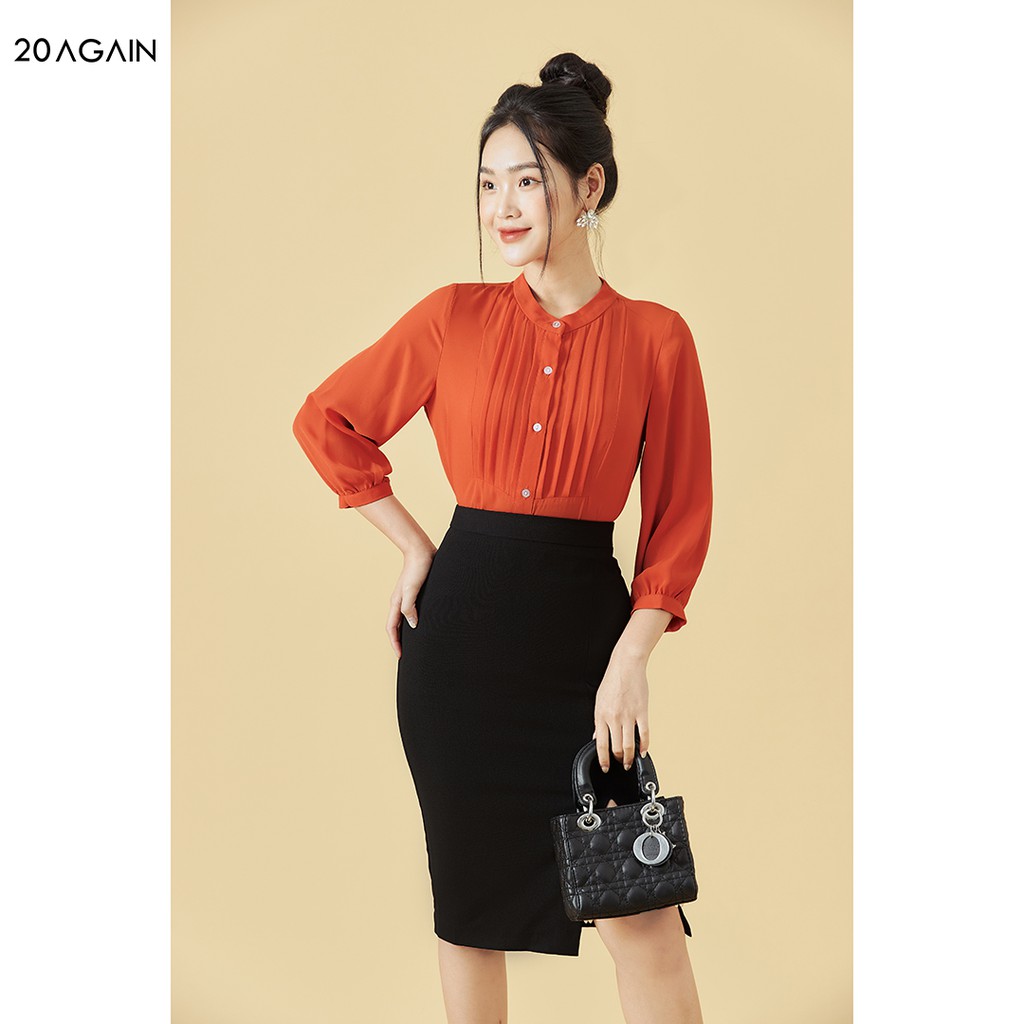 Chân váy bút chì dáng dài 20AGAIN, thiết kế basic xẻ 1 bên, tôn dáng JBA1222 | BigBuy360 - bigbuy360.vn