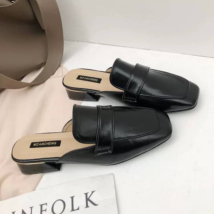 Giày Mules da đẹp đế cao form chuẩn