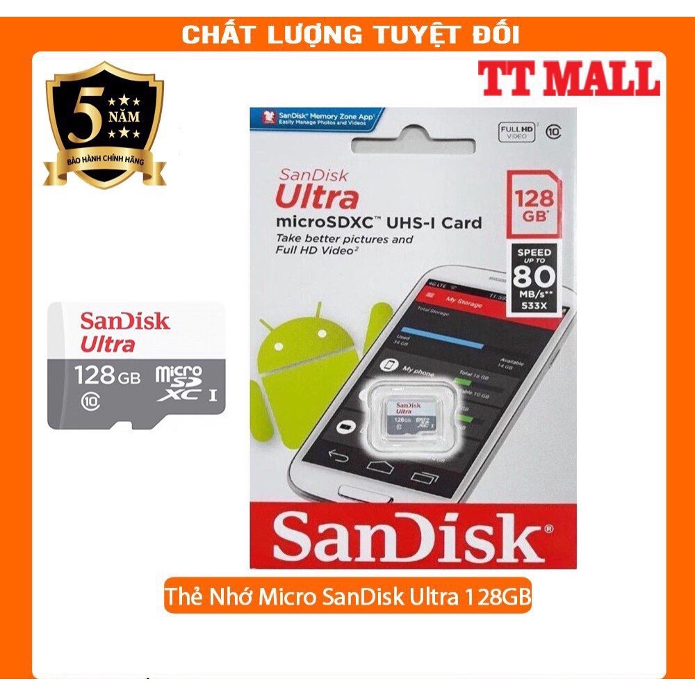 THẺ NHỚ MICRO SD 16GB/32GB/64GB/128GB SANDISK CLASS 10 CHÍNH HÃNG