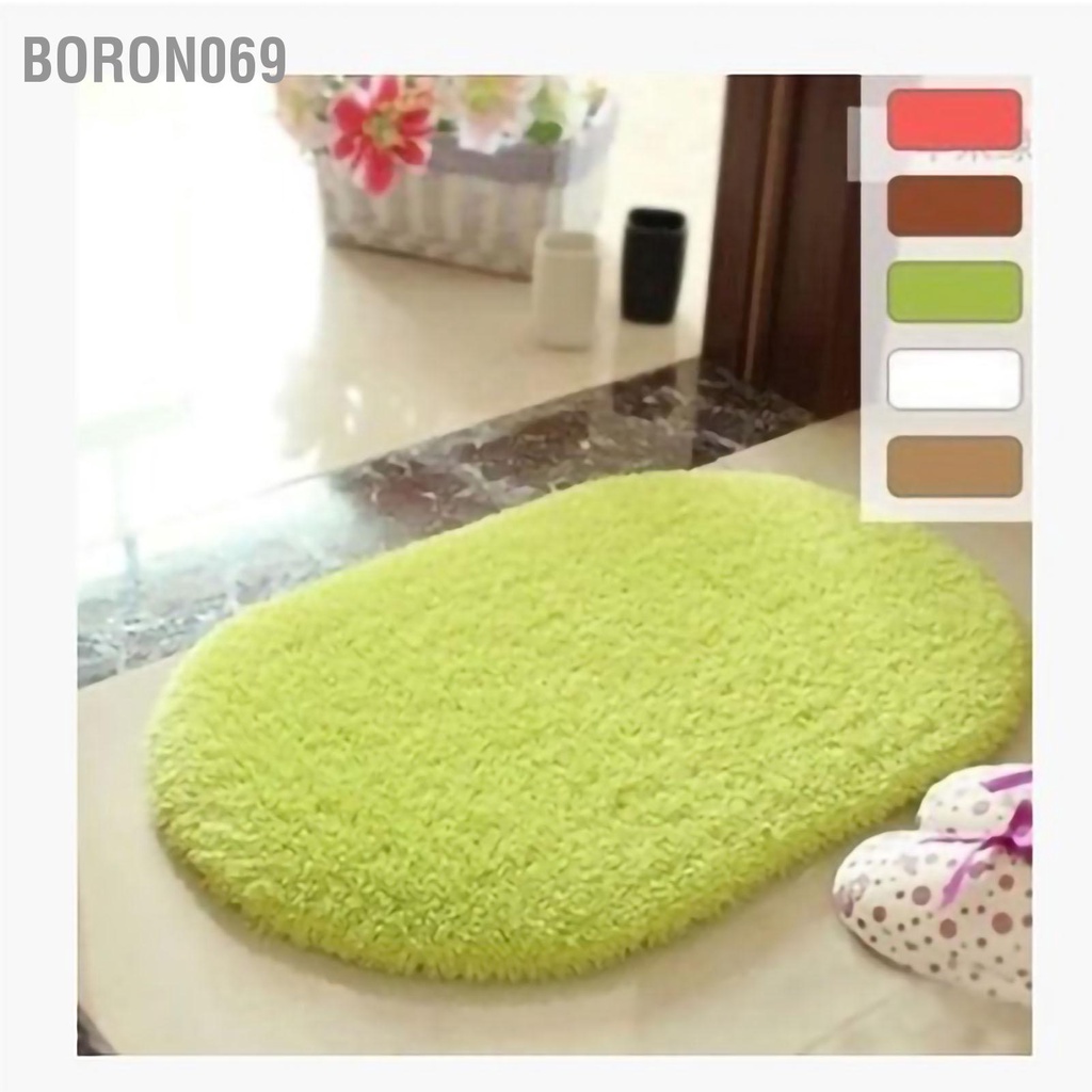 Tấm thảm chùi chân để trước cửa vải lông nhung mềm mại hình oval hút ẩm chống trượt thoải mái dành cho nhà bếp phòng tắm