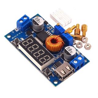 Mạch hạ áp 5A XL4015 có LED hiển thị có chỉnh dòng ra có cổng USB