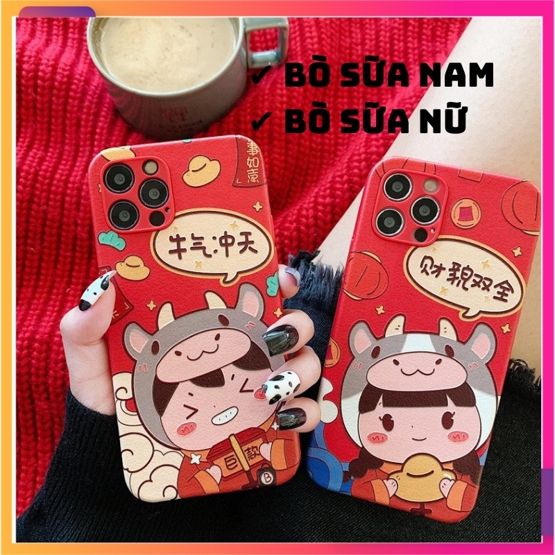 🐄🐄🐄 Ốp bò sữa 🐄🐄🐄 nền đỏ nam nữ cho iphone 6/6p/7p/x/xsm/11/11pm/12/12pm