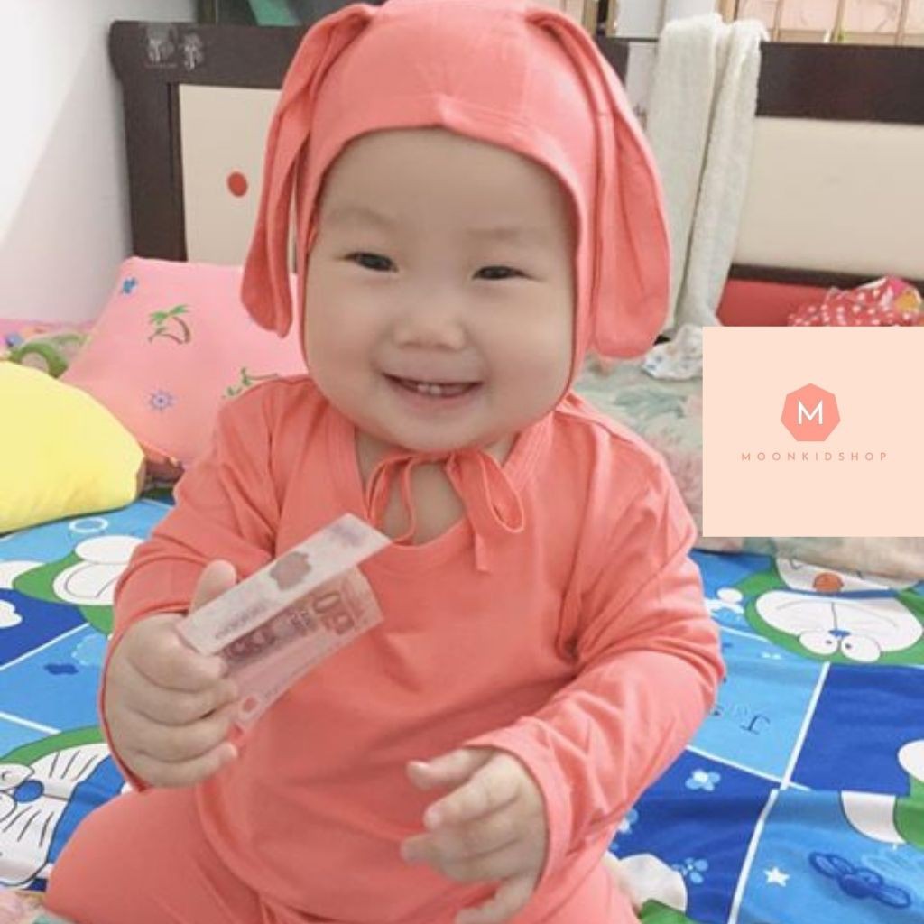 Bộ MinKy Mom Dài Tay CHO BÉ 💝TẶNG MŨ TAI THỎ💝cotton Cao Cấp 100% co giãn 4 chiều thấm hút mồ hôi cực tốt