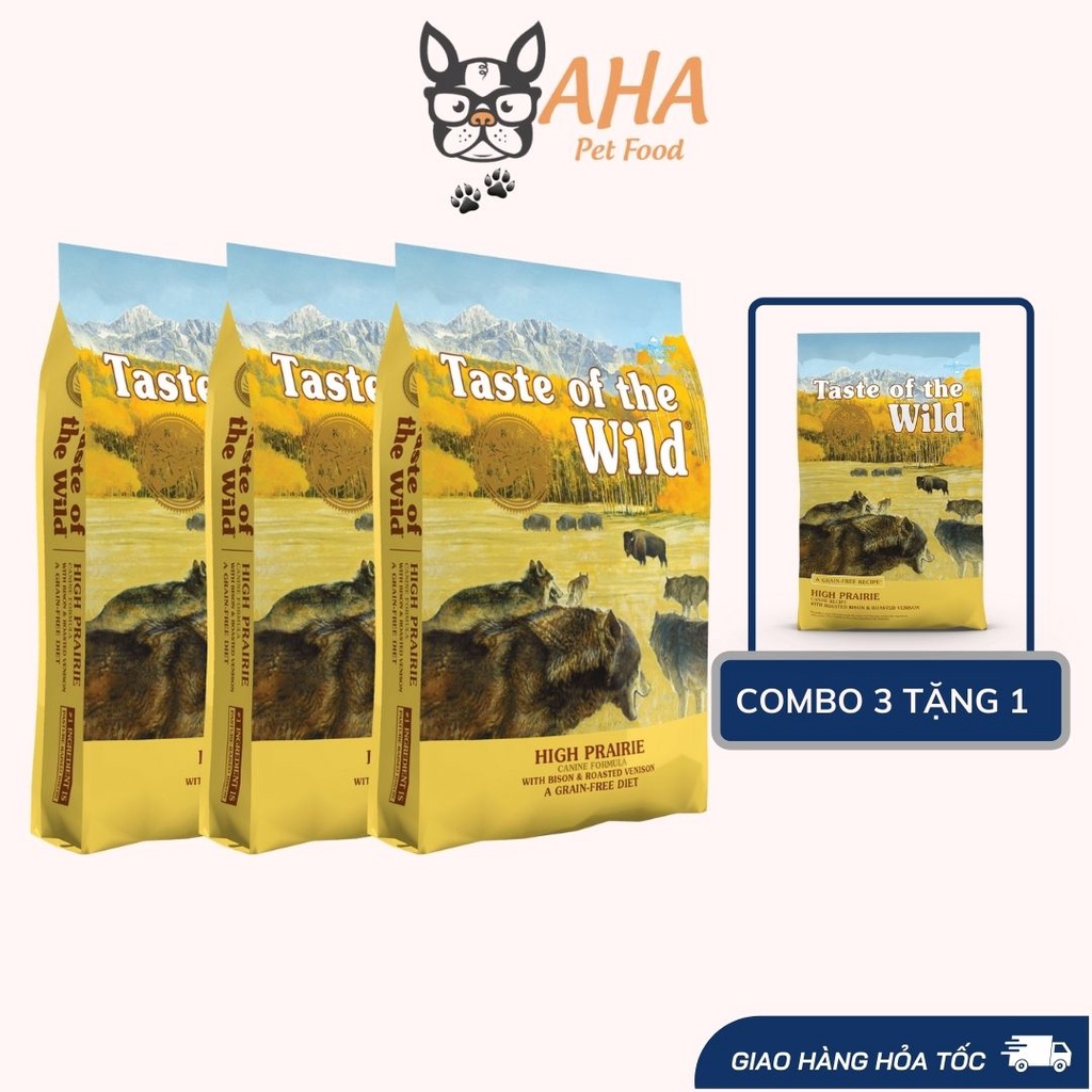 Thức Ăn Cho Chó Taste Of The Wild - Combo 3 Bao 500g Tặng 1 Bao 500g - Bò Rừng, Nai Nướng