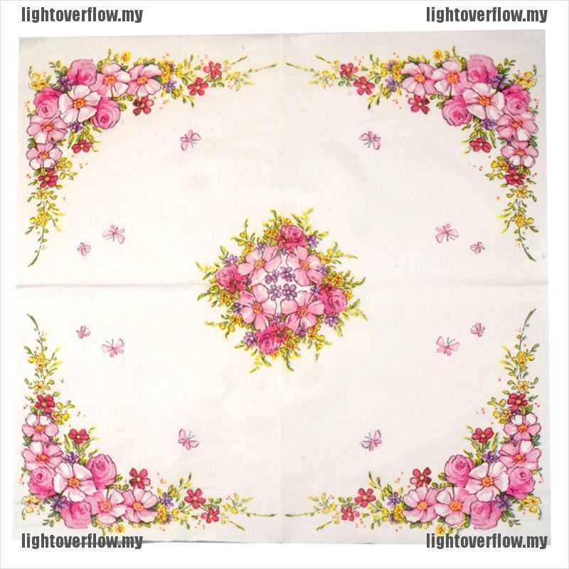 Set 20 khăn giấy hình hoa hồng dùng một lần cho trang trí bàn ngày cưới sinh nhật