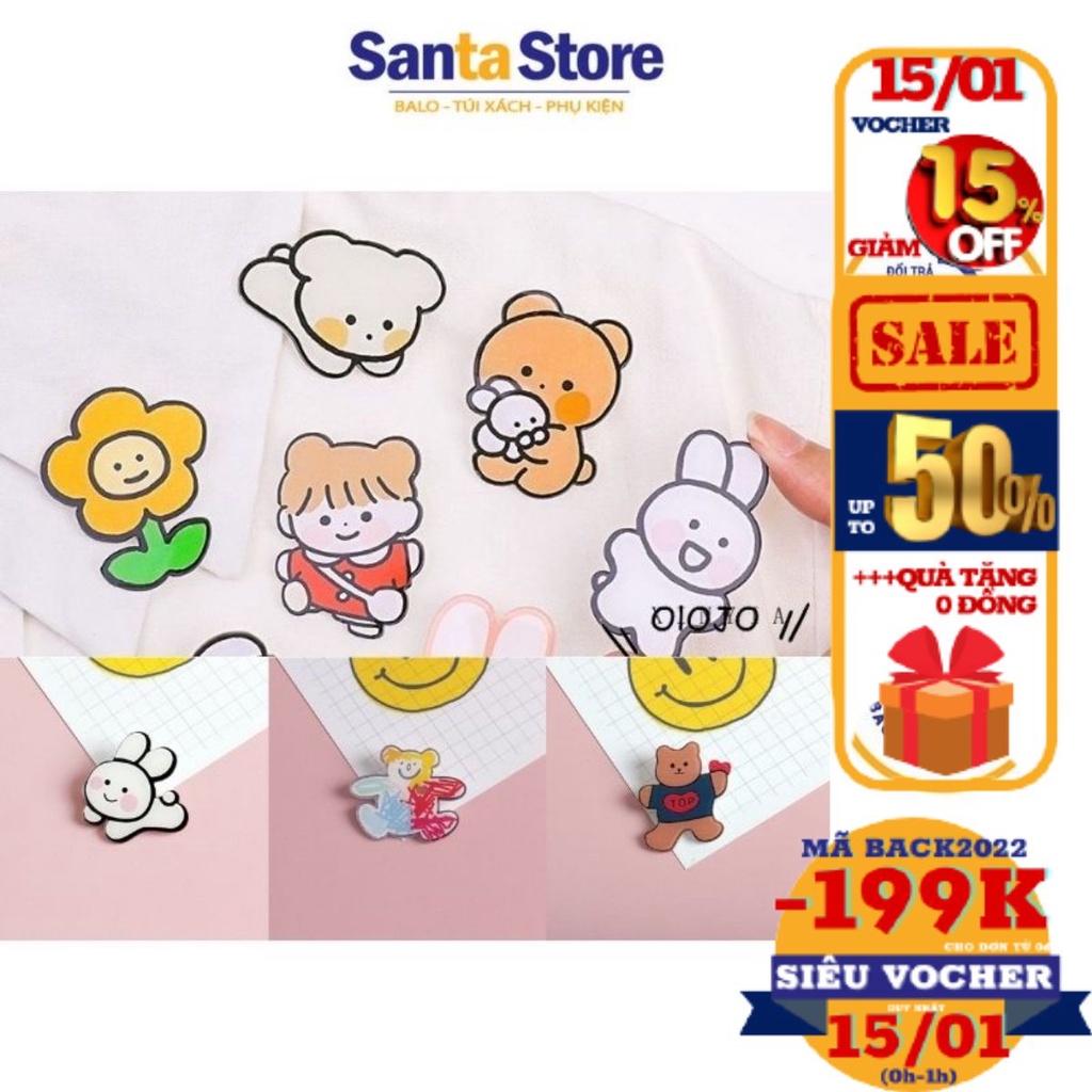 Pin, huy hiệu cài áo, balo túi xách, charm ghim stick móc gắn cặp SANTA STORE hoạt hình cute bts anima dễ thương cực hot