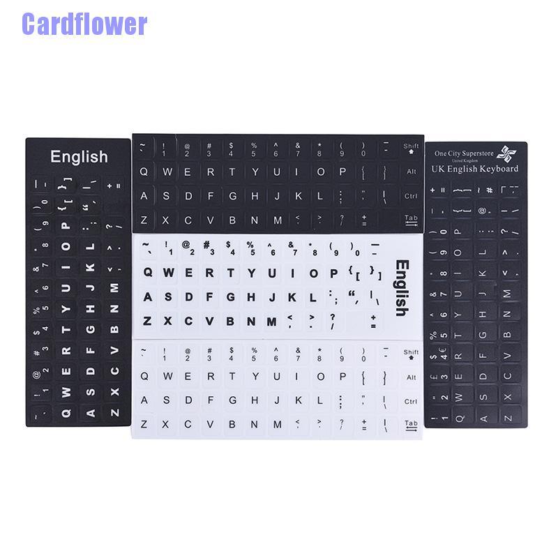 Miếng Dán Bàn Phím Laptop Màu Trắng / Đen In Chữ Tiếng Anh Cardflower