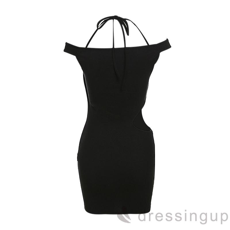 Đầm Ngắn Cổ Chữ V Màu Trơn Lưng Cao Thời Trang Cho Nữ