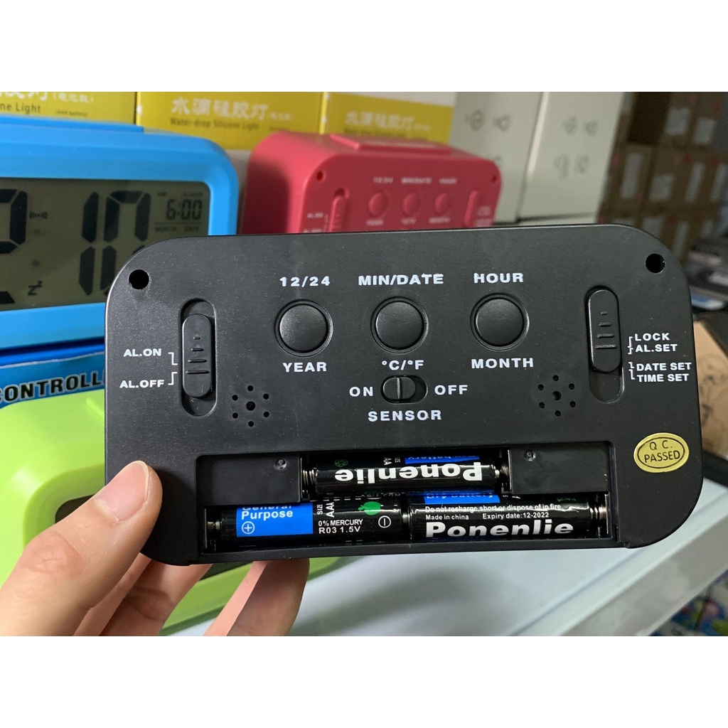 Đồng Hồ để bàn Led hình chữ nhật có Báo Thức Điện Tử - Màn Hình LCD - có thể hiện Lịch và Nhiệt Độ