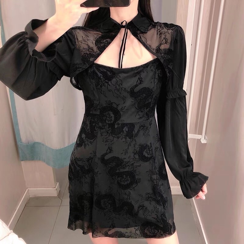 Đầm nhung đen HM