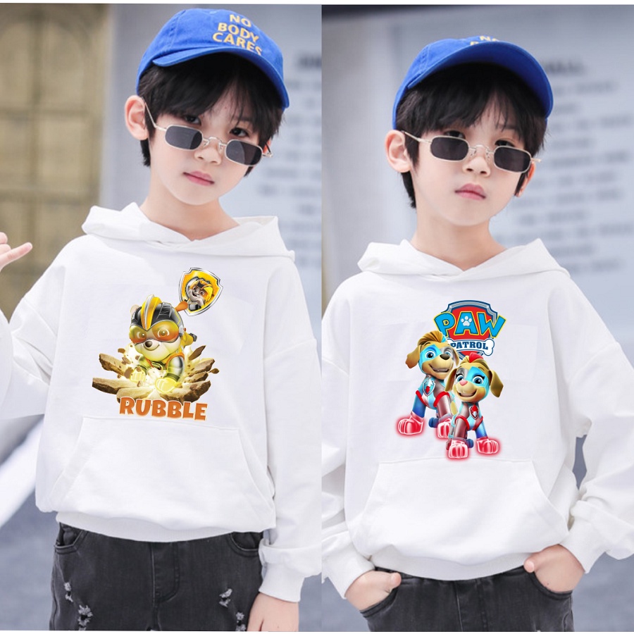 Áo khoác đội chó cứu hộ paw patrol chất nỉ bông hoodie màu trắng kiểu dáng cực chất cho bé