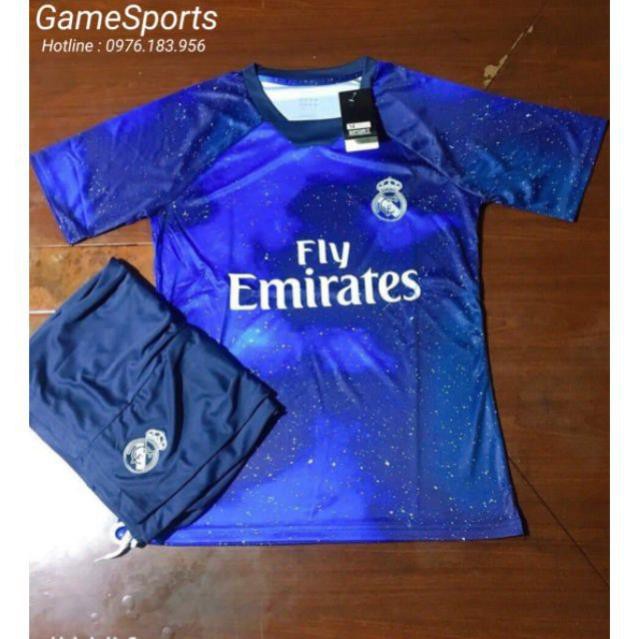 ao [ Thun thái ] Bộ quần áo bóng đá galaxy FIFAonline 4 Real 02 xanh ( áo đá bóng Fo4 , áo game FIFA ) ,., * ❗