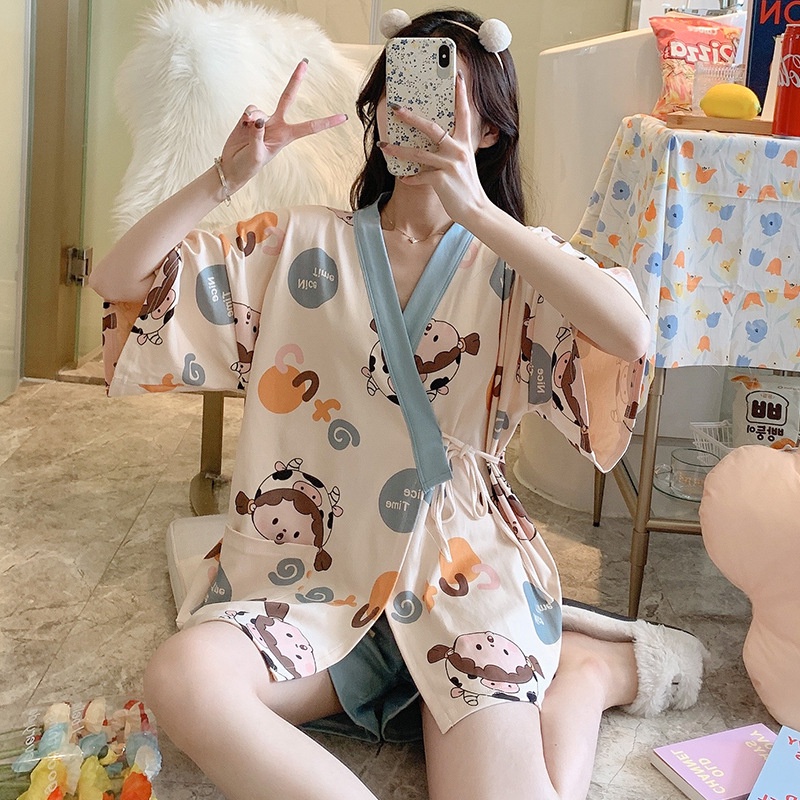 Bộ mặc nhà Kimono Bigsize đồ ngủ nữ thun sữa thoáng mát BC26