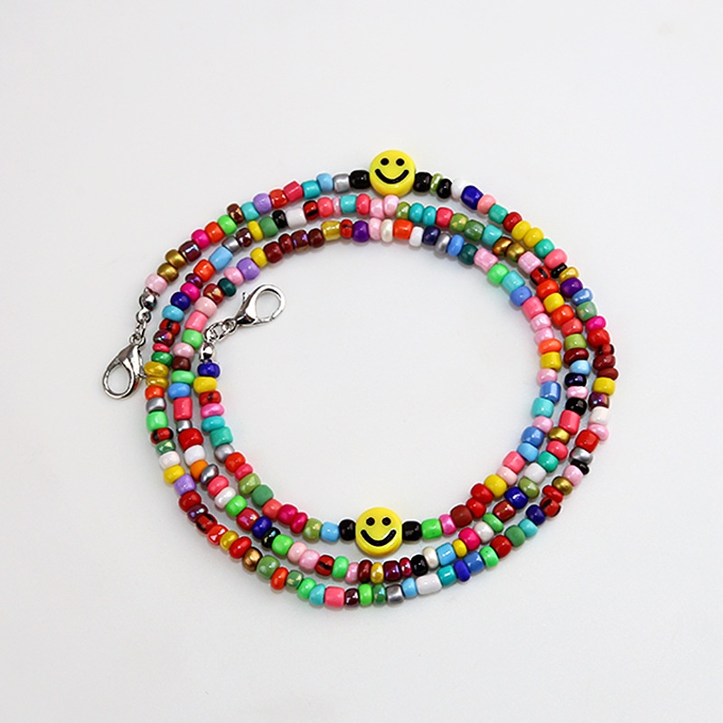 HANDMADE Dây Đeo Khẩu Trang Chống Trượt Hình Mặt Cười Đính Hạt Nhiều Màu