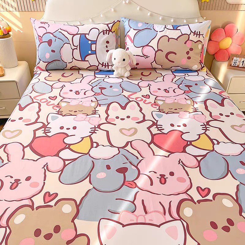 Sét Ga Gối 3 Món Hizun Cotton 100% Hoạ Tiết Dễ Thương