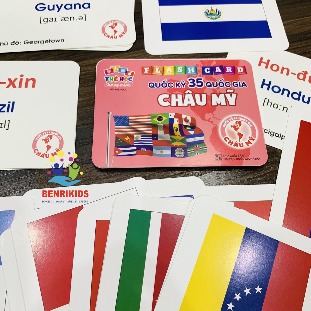 Thẻ Học Flash Card Song Ngữ Loại Đẹp Chủ Đề Quốc Kỳ Các Quốc Gia 5 Châu Lục Trên Thế Giới Có Phiên Âm Cho Bé
