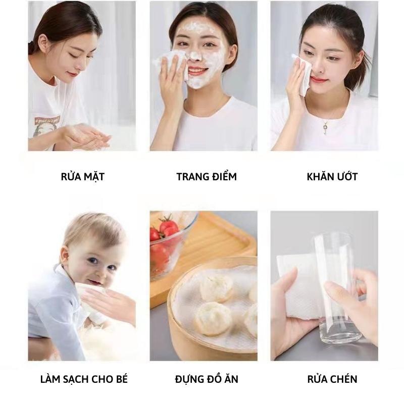 Khăn Mặt Dùng 1 Lần Lau Khô ANIMERRY Khăn Giấy Đa Năng 100% Cotton Cao Cấp Lau Ướt LOPEVA SECRET TT64