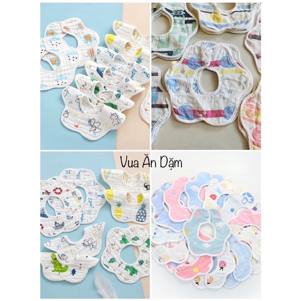 Yếm Tròn Xoay 360 độ cho bé chất liệu 100% Cotton mềm mịn thấm hút tốt màu sắc đáng yêu