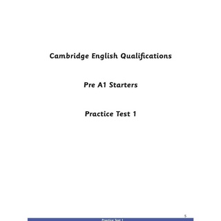 Sách - DTPbooks - Pre A1 Starters - Practice Tests 1-5