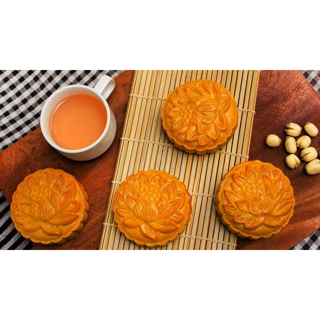 Khuôn trung thu nhấn lò xo 4 mặt tròn 100gr