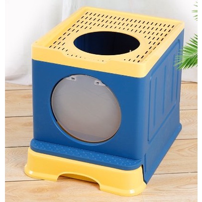 Nhà vệ sinh hai cửa có nắp cao cấp cho mèo, Nhà vệ sinh kín chống văng cát