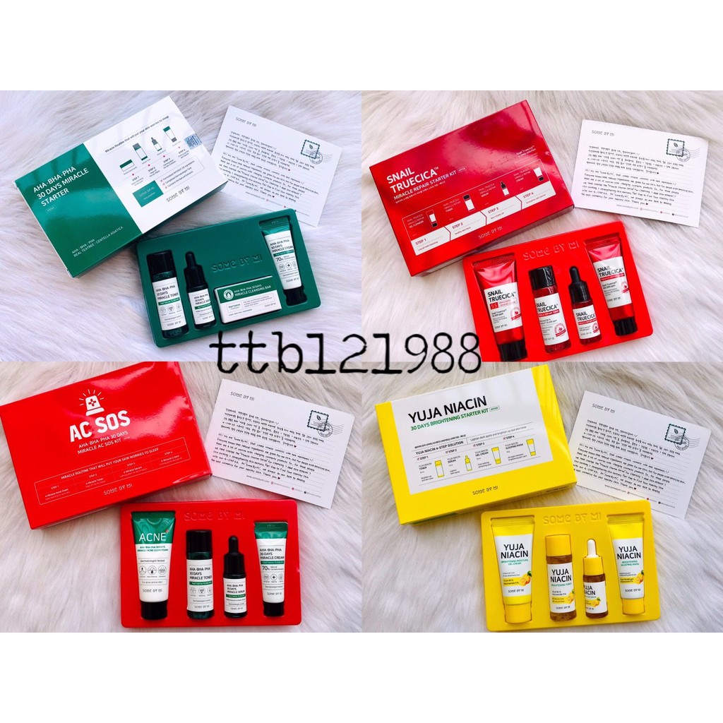 Set 4 Món Some By Mi Yuja Niacin, AC SOS, Snail Truecica, Aha-Bha-Pha 30Days Miracle Set 4 Kit