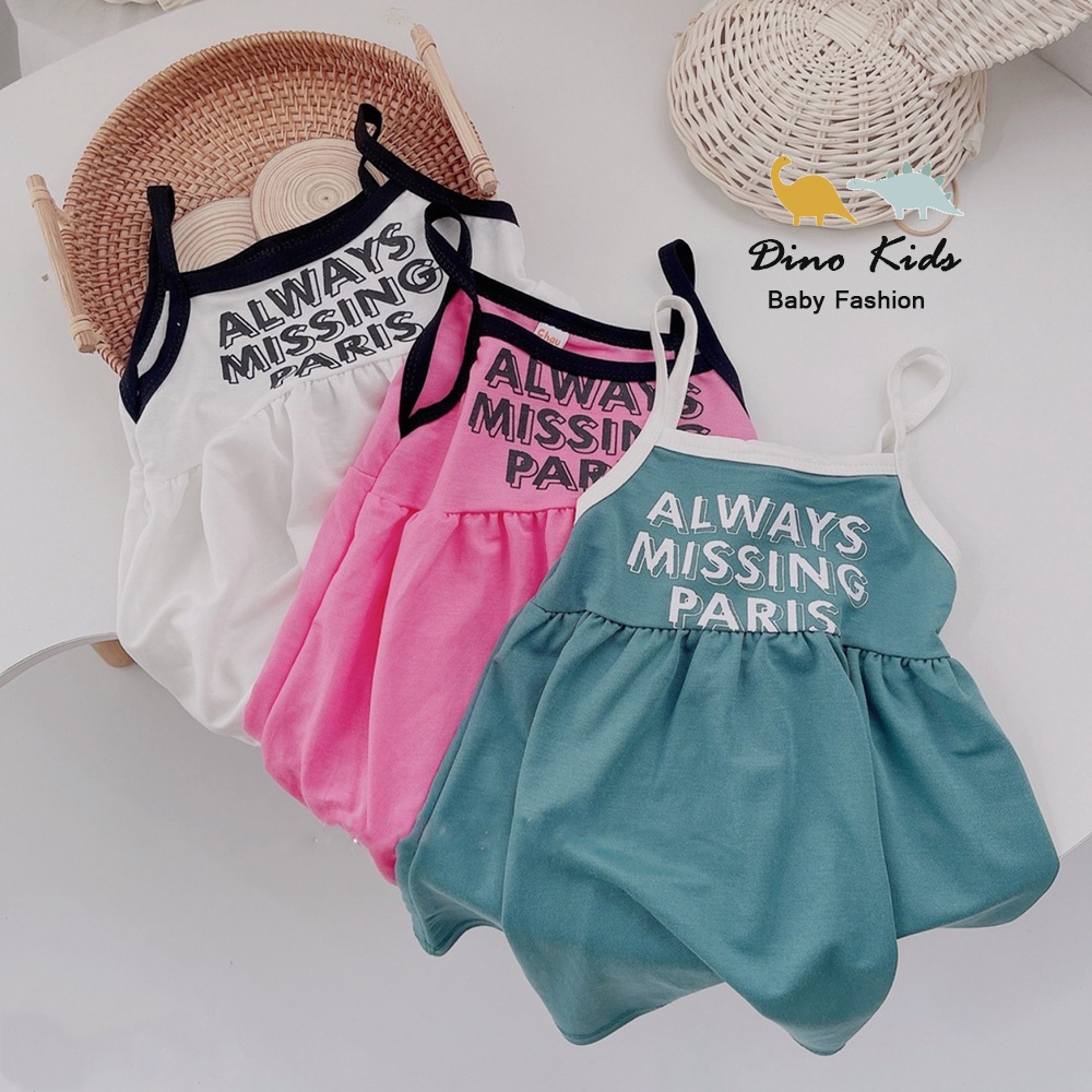 Váy bé gái, váy 2 dây chất cotton họa tiết Alway Missing Paris cho bé