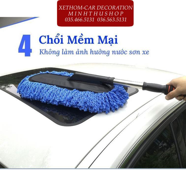 Chổi Nano Lau Rửa Xe Chuyên Dụng Sợi Dầu Microfiber - Cán Kéo Dài