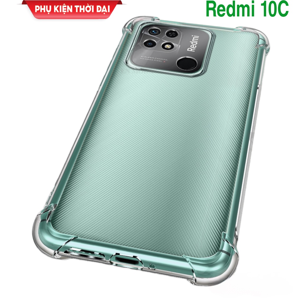 Ốp lưng Xiaomi Redmi 9A / Redmi 10C / Redmi 10A dẻo trong lồi 4 góc chống sốc lâu ố vàng ôm khít máy