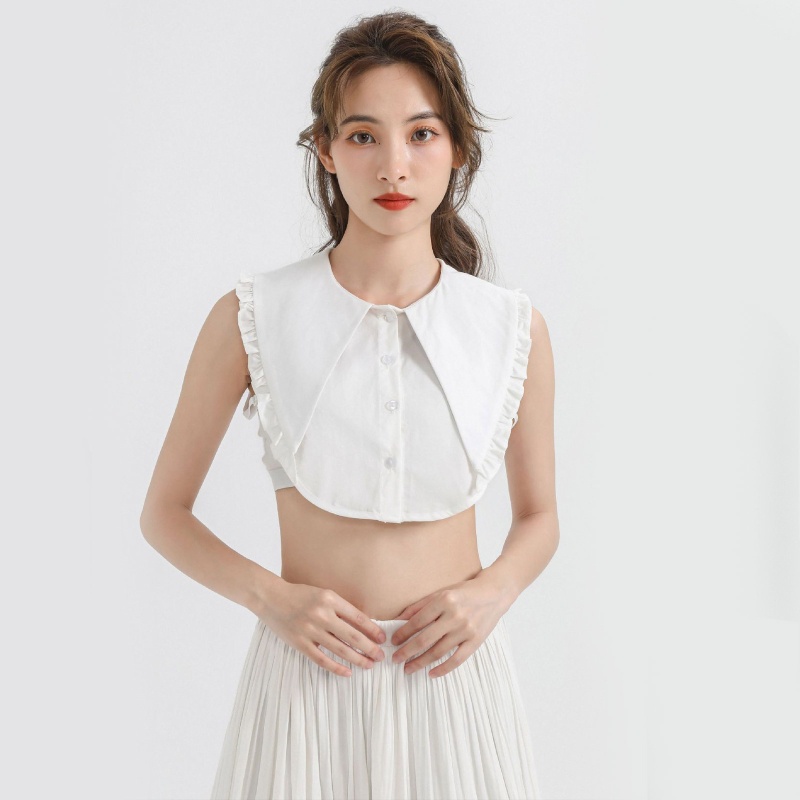Áo Sơ Mi Nửa Cổ Bèo Nhún Có Thể Tháo Rời Thời Trang Đa Năng Cho Nữ