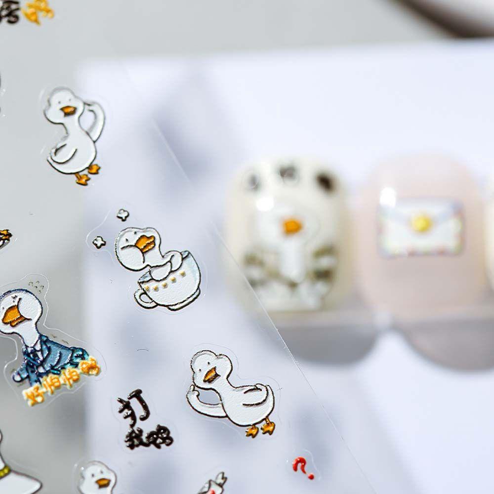 OCEANMAP Miếng Dán Trang Trí Móng Tay 5D Hình Vịt / Gấu Dập Nổi Dễ Thương
