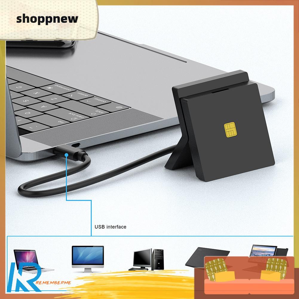Shoppnew Portable USB 2.0 Smart Card Reader CAC ID SIM Bank Card Adapter Connector
