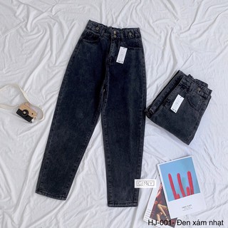 Quần Baggy Jean Nữ Hack Dáng HJ-001 Đen Xám Nhạt | 9 Tất Cạp Cao | Vải Jean Wash Xịn | GINNY.VN