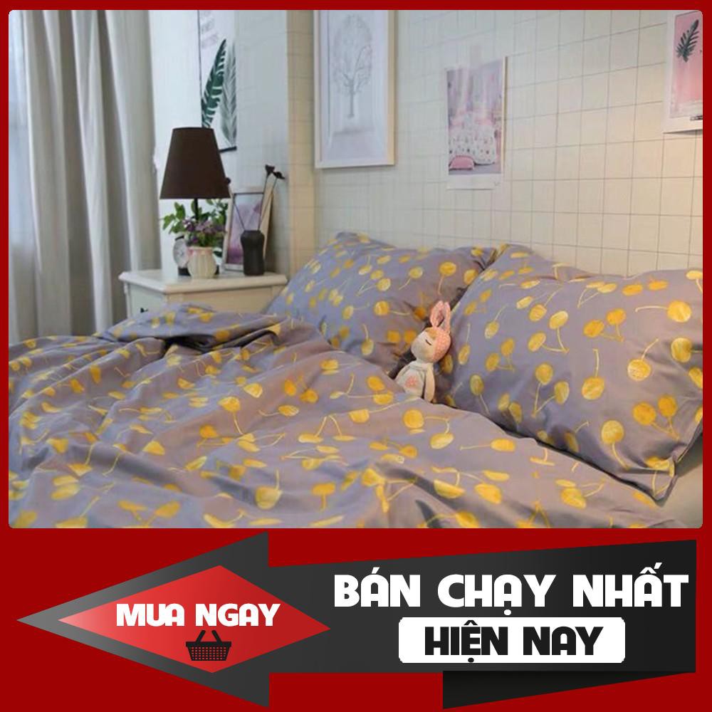 Bộ vỏ ga gối chất COTTON Hàn Quốc họa tiết cherry vàng