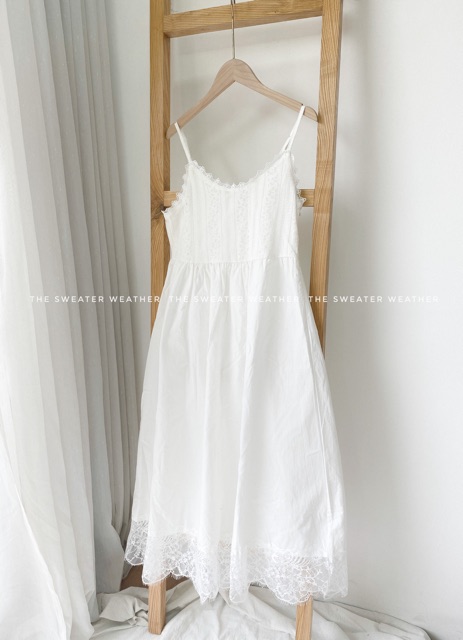 Váy hai dây maxi ren trắng | BigBuy360 - bigbuy360.vn