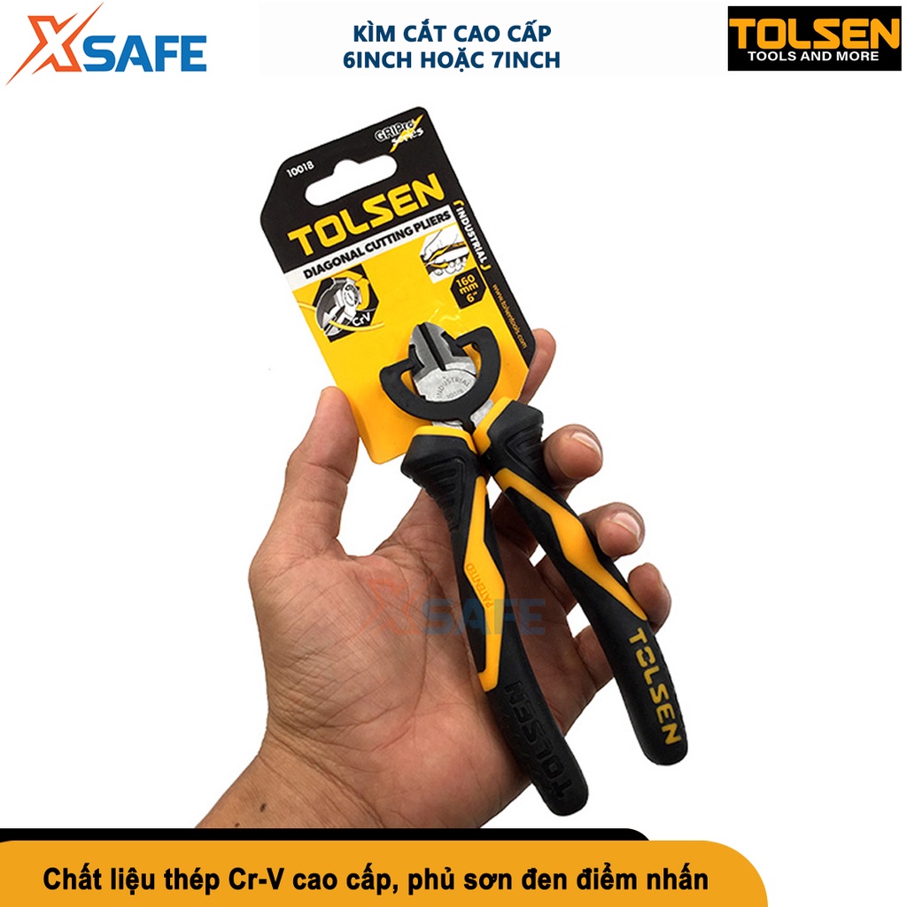 Kìm cắt công nghiệp cao cấp TOLSEN 6&quot; 7&quot; kềm thép Cr-V chống rỉ sét, thiết kế cân đối trợ lực 20% [CHÍNH HÃNG][XSAFE]