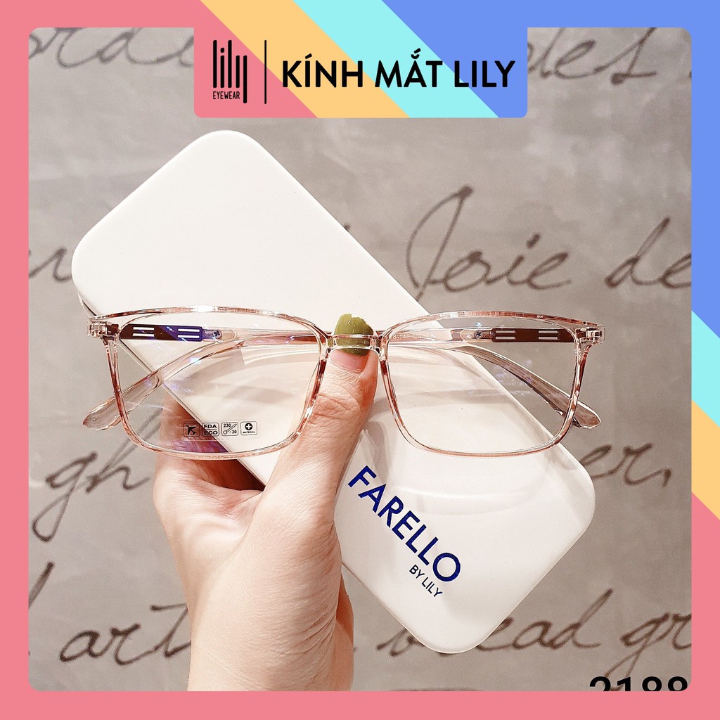 Gọng kính cận nam nữ Lilyeyewear nhựa dẻo, mắt vuông, nhiều màu Y2188