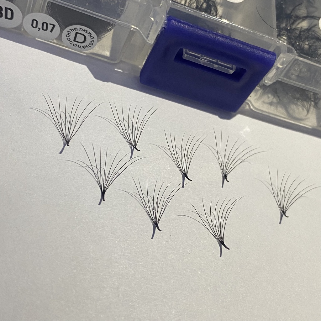 Mi FAN 8D MIX SIZE (8-&gt;13)(9-15) mm C -CC - D 0.05- 007  (1000fan)_ dụng cụ nối mi_THÚY HÀ