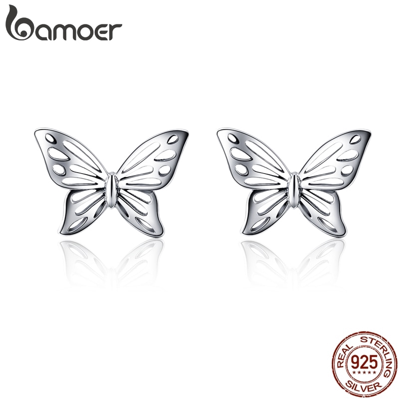 Hoa tai Bamoer hình bướm bạc xinh xắn cho nữ