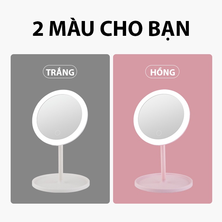 Gương Trang Điểm Để Bàn - Đèn Led Cảm Ứng