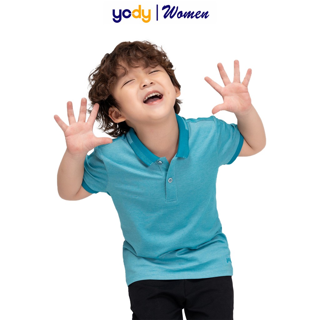 Áo polo trẻ em YODY chất liệu mắt chim phối bo KID3072