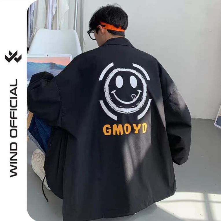 Áo khoác dù cardigan unisex form rộng Mặt Cười nam nữ cực phẩm của năm