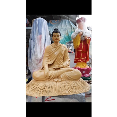 Tượng Phật Thích Ca ngồi màu vàng kem 85cm