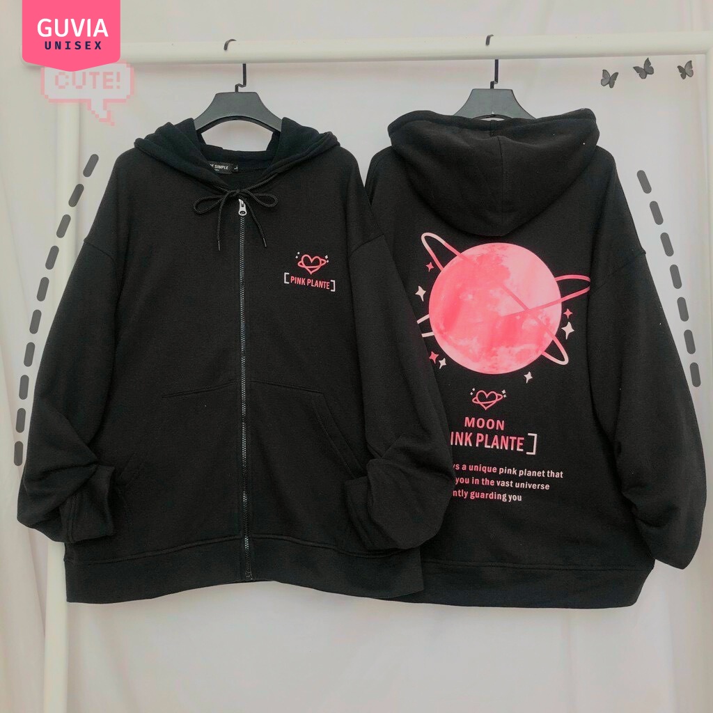 Áo khoác Hoodie nỉ FE PINK PLANTE MOON Dây Kéo form rộng ulzzang Unisex áo nỉ bông nữ AKN24 Guvia | BigBuy360 - bigbuy360.vn