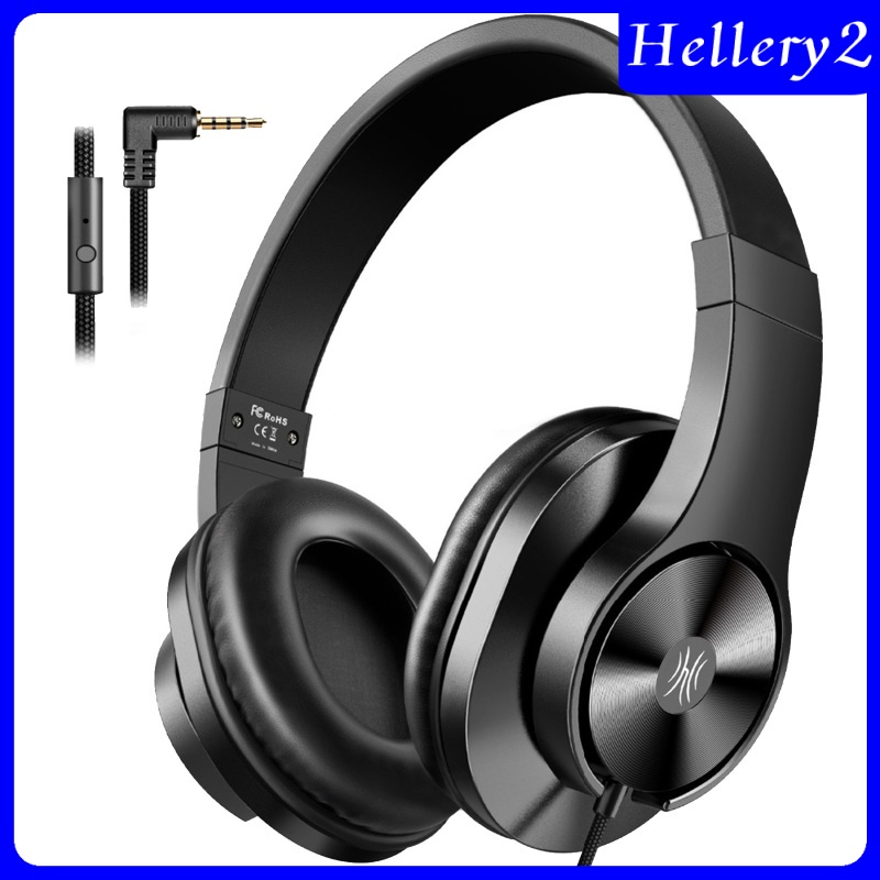 [HELLERY2] Wired Headphones Over Ear Headset w/ Microphone Stereo Bass Earphone