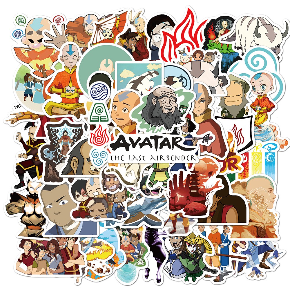 50PCS Cartoon TV Avatar The Last Airbender Stickers Skateboard Guitar Graffiti Luggage Motorcycle DIY Decals Stickers