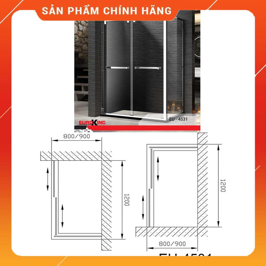 Phòng tắm vách kính Euroking EU- 4531, kính cường lực, bảo hành 02 năm