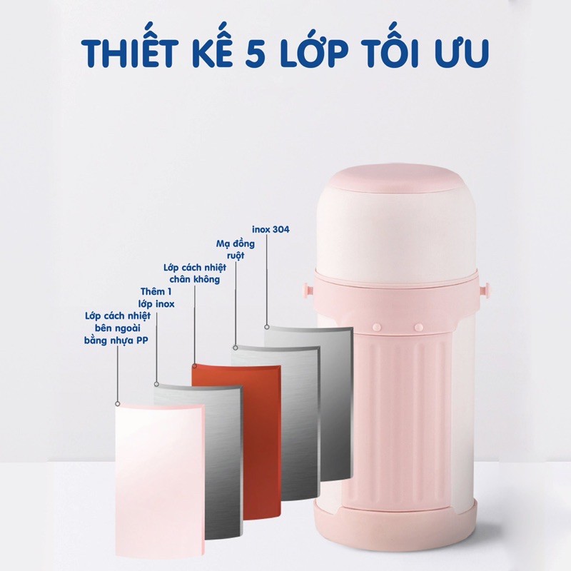 Bình ủ giữ nhiệt Doux siêu sang xịn mịn - Bảo hành chính hãng