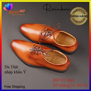 Giày tây nam công sở cao cấp derby hiệu rainbow rbmls 010 - giày da thật nhập khẩu ý - bh 3 năm
