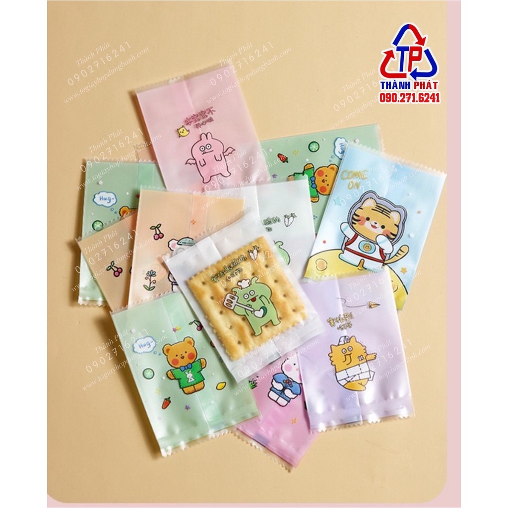 100 Túi hàn miệng 7cm x 10cm đựng bánh quy, bánh hạnh nhân, kẹo nougat